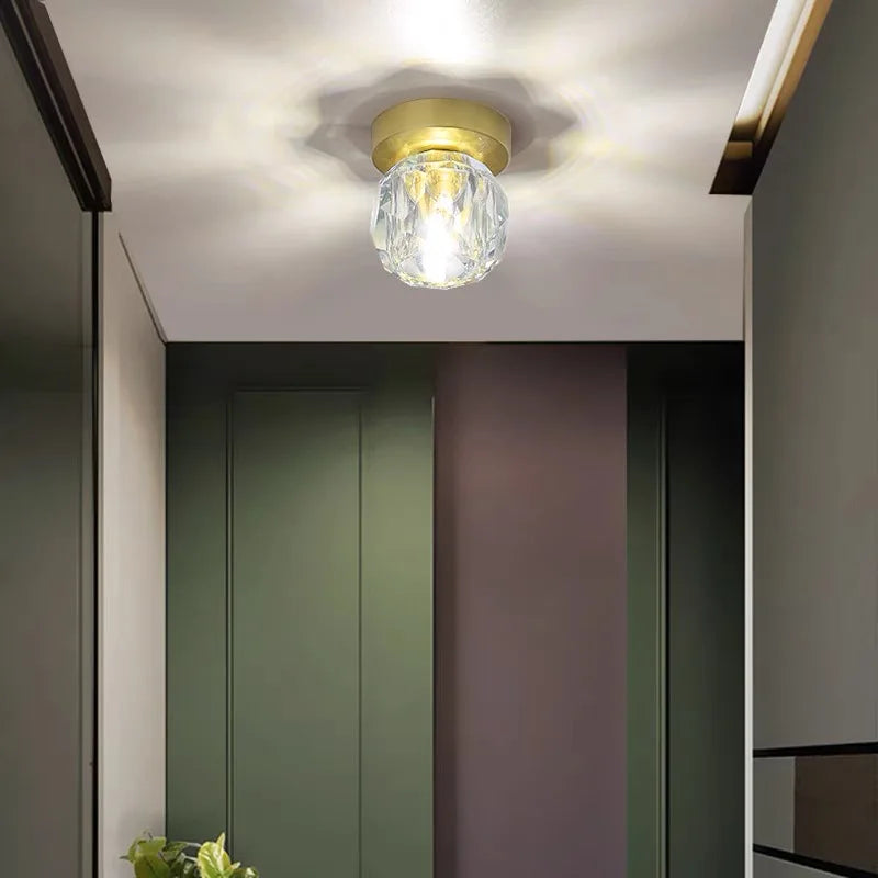 Axyaa Crystal Ceiling Lights: Modern LED Fixture for Bedroom, Corridor, Aisle, Entrance, Bar, and Cafe