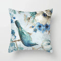 Luxurious Blue Bird Floral Pillowcase by Axyaa - 45x45cm Square Decor for Home & Office