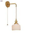 Axyaa Copper Ceramic LED Pull Chain Wall Light Fixture
