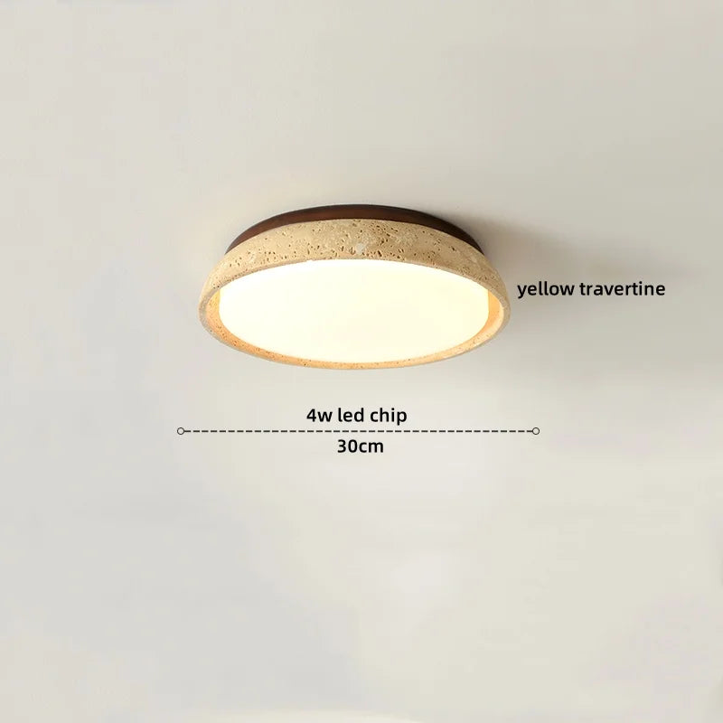 Axyaa Acryl Travertine LED Ceiling Light - Natural Stone Modern Ceiling Lamp
