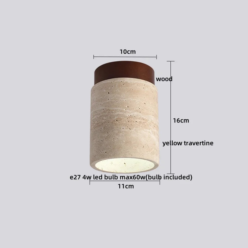 Axyaa Acryl Travertine LED Ceiling Light - Natural Stone Modern Ceiling Lamp