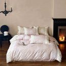 Axyaa Luxury Cotton Satin Bedding Set with Printed Duvet Cover, Sheets, Lace Quilt, Pillowcase