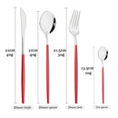 Axyaa Stainless Steel Red Silverware Set for Dining Table