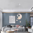 Axya Moon Star Pendant Light: Modern LED Chandelier for Kids Bedroom & Christmas Decor