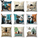 Axyaa Retro Black Cat Cartoon Anime Decorative Pillowcase for Sofa, Car, Bedroom