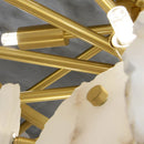 Axyaa Marble Led Chandelier: Nordic Round Pendant Light for Living Room, Restaurant, & Bedroom