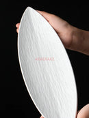 Axyaa Leaf Shape Ceramic Dim Sum Plate for Liuyun Commercial Strip Bread