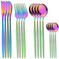 Axyaa 16-Piece Stainless Steel Cutlery Set in Black Gold Mirror Finish