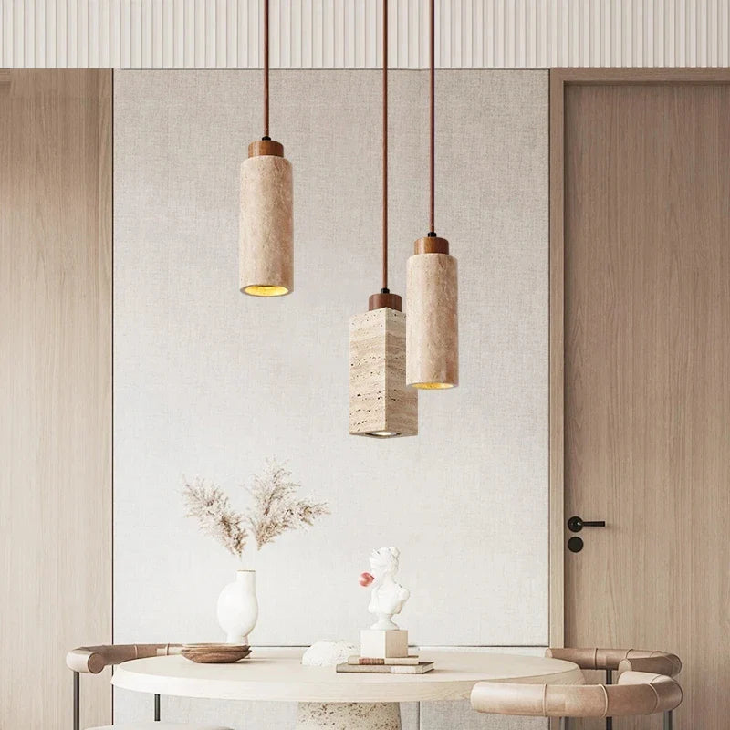 Axyaa Yellow Stone Pendant Light: Nordic LED Set for Cozy Home Ambiance