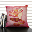 Axyaa Mermaid Linen Cushion Cover for Living Room Sofa Decoration