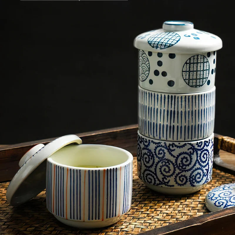 Axya Ceramic Bird's Nest Egg Cup Stew Pot Japanese Dessert Soup Bowl Tableware