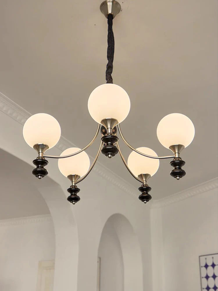 Axyaa Walnut Chandelier, Retro Designer Branch Lighting