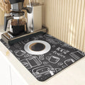 Axyaa Coffee Pattern Placemats Set for Table Cups Coaster Drainer Diatomaceous Earth Mat