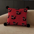 Axyaa Red New Year Kitten Pillow Cover for Living Room Sofa, Car Seat Cushion