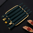 Axyaa Green Alloy Chopsticks Set - Non-Slip Reusable Japanese Chinese Sushi Sticks