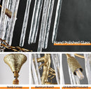 Axyaa Gold Branch Crystal Chandelier Pendant Light for High Ceiling Stairway
