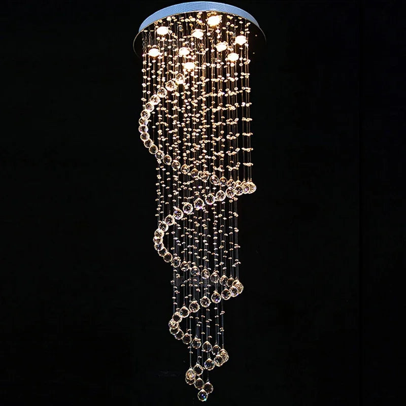 Luxury Crystal Chandelier by Axyaa: Modern LED Pendant Light for Staircase, Hotel, Bedroom