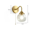 Axyaa Modern Glass Ball Wall Sconce with Pull Chain, Copper Finish