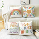Axyaa Rainbow Sun Pattern Pillowcase for Children's Room & Living Room Decor