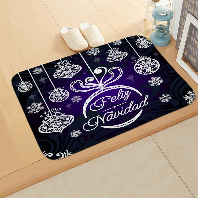 Santa Welcome Mat: Axyaa Christmas Claus Print Carpet for Home Decoration