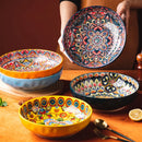 Axyaa 10-Inch Ceramic Bohemian Soup Bowl for Household Dining and Serving