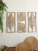 Axyaa Wood Palm Leaf Wall Sculpture - Boho Tropical Plant Decor