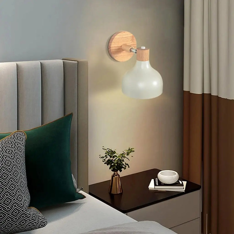 Axya Wood Wall Sconce Lamp E27 Nordic Modern Bedroom Lighting