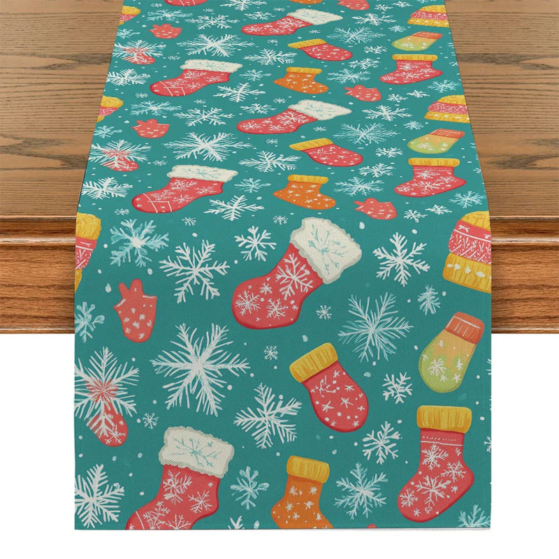 Axyaa Snowflake Cartoon Table Runner for Festive Dining Decor