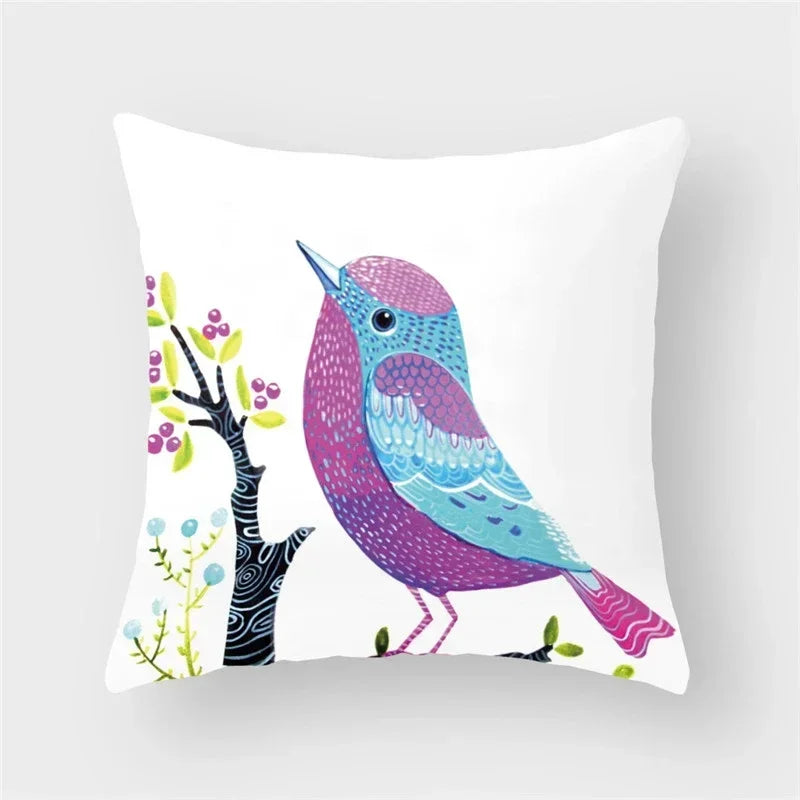 Axyaa Decorative Cushion Cover Throw Pillow 45*45 Sofa Flower Bird Animal Pillowcase