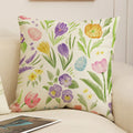 Axyaa Easter Rabbit Print Pillow Cover 45X45 Cotton Linen Sofa Cushion Bedroom Decor