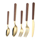 Axyaa Stainless Steel Cutlery Set with Wooden Handle - 16 Piece Dining Set