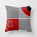 Axyaa Geometric Throw Pillow Cover Set in Red, Blue, and Gray