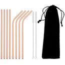 Axyaa Stainless Steel Straws Set with Cleaning Brush - Colorful, Reusable Metal Straws