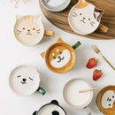 Axyaa Cartoon Animal Ceramic Coffee Cup with Lid - Kids Gift Mug Set