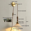 Axyaa Copper Ceramic LED Wall Lamps: Nordic Modern Walnut Handle for Living Room, Bedroom, Bathroom