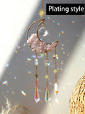 Axyaa Moon Crystal Suncatcher with Colorful Prism Pendant - Garden, Patio, Home Décor