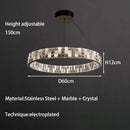 Axyaa Snowflake Print LED Pendant Light: Modern Luxury Crystal Lamp for Living & Dining Room