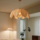 Axyaa Petal Rattan Pendant Light - Chinese Style Handmade Design for Living & Dining Rooms