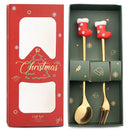 Axyaa Christmas Theme Cutlery Set - Elk Deer Christmas Hat Tree Fork Spoon Stainless Steel