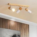 Axyaa Nordic Wooden Ceiling Light with Rotatable Spotlight for Home Lighting