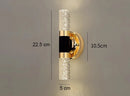 Axyaa Modern Golden Wood Glass Wall Sconce with Double G4 Bulbs