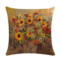 Axyaa Floral Print Linen Pillowcase 45*45cm for Home Decor