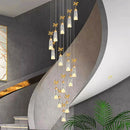 Axyaa Modern Crystal Chandelier Stair Pendant Living Room Interior Lighting