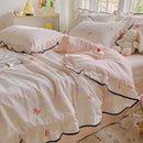 Axyaa Kapok Double-Layer Ruffle Leaf Edge Summer Quilt Set - 4 Piece