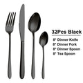Axyaa Stainless Steel Black Cutlery Set - Elegant Dinnerware for Kitchen