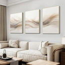 Axyaa Golden Beige Abstract Art Poster Brush Strokes Nordic Painting Wall Decor
