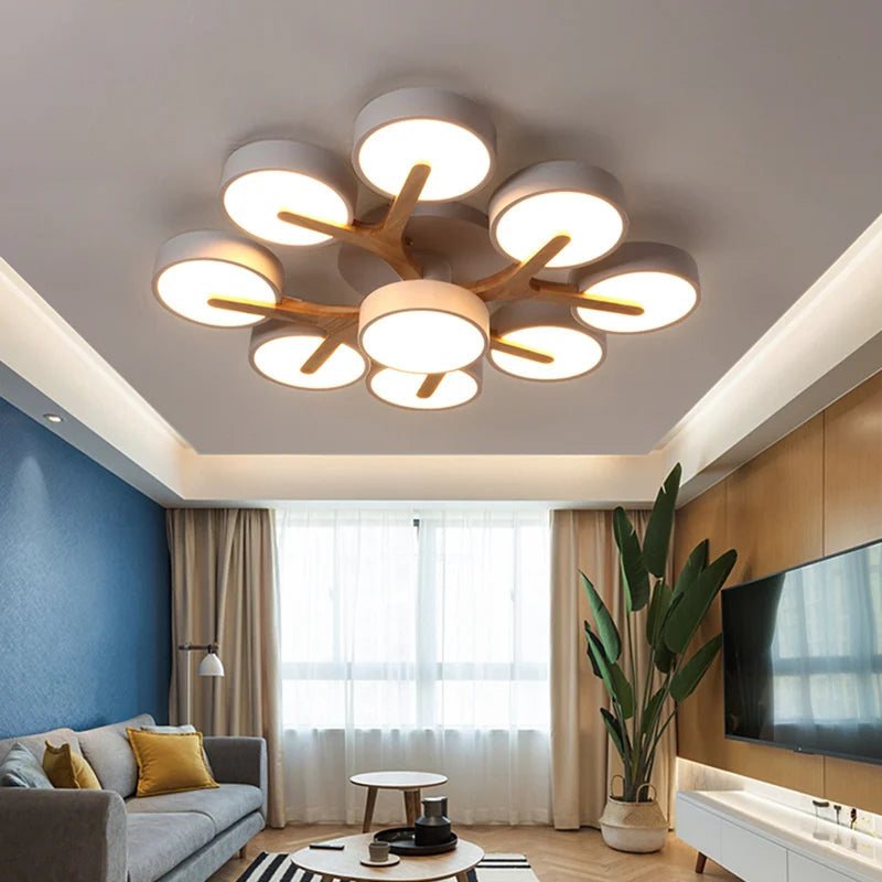 Axya Nordic Wood Art LED Ceiling Light For Home Decor - Luster