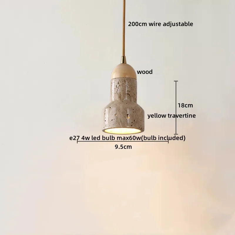 Axyaa Yellow Travertine LED Pendant Lights for Modern Living Spaces