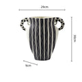 Axyaa Geometric Black Check Ceramic Vase Pot Handicraft Floral Arrangement