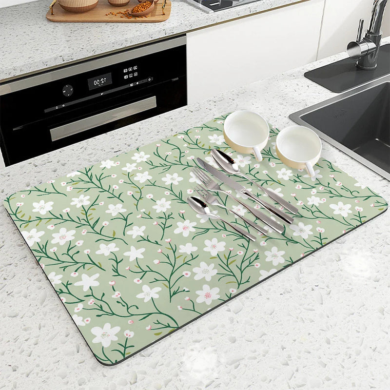 Axyaa Quick Dry Mat with Non-Slip Rubber Backing for Absorbent Draining